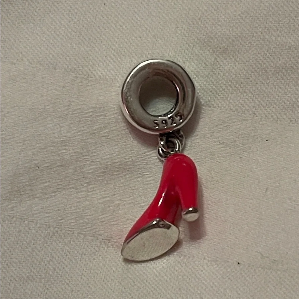 925 Sterling Silver “Barbie” Pink High Heel Charm Pendant - Picture 2 of 5